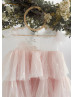 Cap Sleeves Lace Tulle Slit Back Cupcake Flower Girl Dress